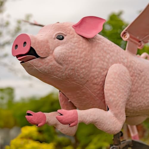 Large Rocking Animals with Flapping Wings Garden Stakes (Antique Pink, Flying Pig) - Image 5