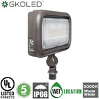 GKOLED 30W LED Floodlight, Outdoor Security Fixture, Waterproof, 100W PSMH Replace, 3000 Lumens, 5000K Daylight White, 70CRI, 1/2" Adjustable Knuckle Mount, UL-Listed - Image 2