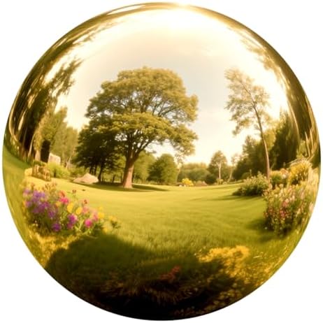 12 Inch Stainless Steel Gazing Ball, Gold Mirror Sphere for Garden Décor by Mageeki