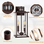 16in 2-Light Bronze Outdoor Wall Lights Motion Sensor Porch Light - Image 2