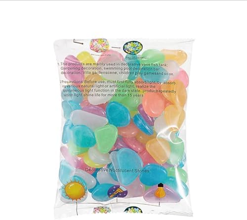 Glow in The Dark Pebbles 600 Pcs Glow in The Dark Pebbles Water Tank Luminous Stones Garden Path Aquarium Glowing Outdoor Decorations(Rose) - Image 7
