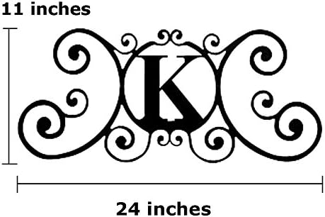 24 Inch House Plaque Letter - Wrought Iron Metal Scrolled Monogram Initial Letter Home Door Wall Hanging Art Decor Family Name Last Name Letter Sign (K, 24 x 11 inches,Thick 0.078 inch (2mm)) - Image 2