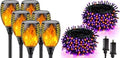 SANJICHA Solar Torch Lights with Flickering Flame Larger Size Solar Flame Lights, 2 Pack 66FT 200 LED Halloween Lights Outdoor Indoor, Orange and Purple by SANJICHA