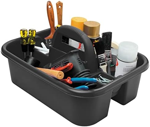 Akro-Mils 09185 Plastic Tote Tool & Supply Cleaning Caddy with Handle, 18-3/8-Inch x 13-7/8-Inch x 9-Inch, Black - Image 3