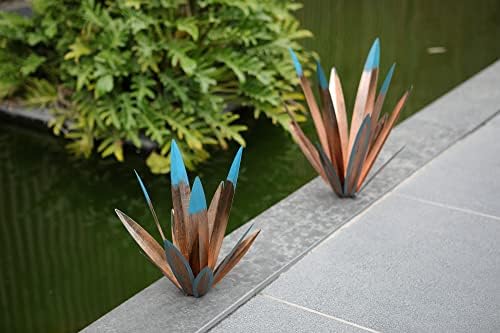 Homight Metal Agave Plants Outdoor Decor Mexican Yard Art Plants Garden Decor for Outside Metal Art Flowers Gifts for Butterflies Bees Birds for Gifts (1big&1small) - Image 4