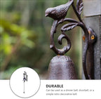 Cast Iron Flower Bird Bell Rustic Retro Wall Decor Brown Iron - Image 3