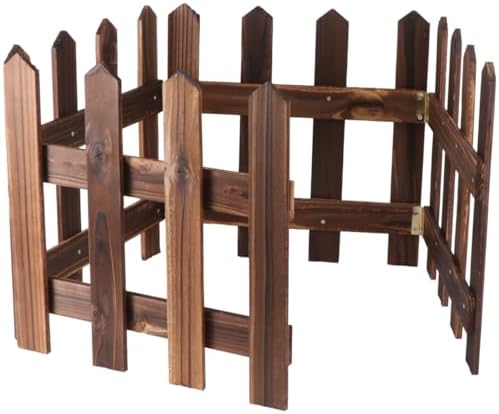 DOITOOL Wooden Picket Fence Garden Border, Decorative Garden Fence Animal Barrier Landscape Fencing Border for Dogs, Flower Bed, Yard and Patio Outdoor Decor (Total Length: 120cm, Height: 30cm) by DOITOOL