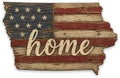 Iowa "Home" State Shape Sign — Vintage American Flag Wall Decor by MRC+Wood+Products