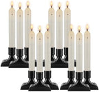 Enpornk 12 Pcs Window Candles with Sensor, Ivory with Black Holders by Enpornk