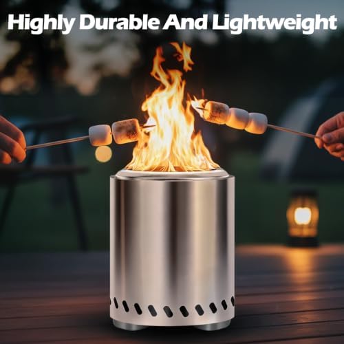Tabletop Fire Pit, VivaGarden Smokeless Firepit Outdoor & Patio, Safe Burning Portable Mini Table Top Firepit with Carry Bag (Silver, 9.7H x 7.1D) - Image 6