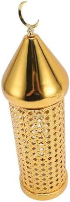 Moroccan Lantern, Handcrafted Retro Hollow Iron Gold Finish Battery Powered Wind Candle Lantern, Hanging Moroccan with Aromatic Holder for Home Decor, Outdoor (L) - Image 7