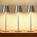 UME 3 Pack Cordless Table Lamp, Battery Operated Lamp - Portable Waterproof Rechargeable Table Lamp w/ 3 Color Temps & Stepless Dimming for Dinner, Desk, Cafe, Outdoor (Brushed Silver) by UME