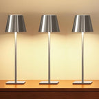 UME 3 Pack Cordless Table Lamp, Battery Operated Lamp - Portable Waterproof Rechargeable Table Lamp w/ 3 Color Temps & Stepless Dimming for Dinner, Desk, Cafe, Outdoor (Brushed Silver) by UME