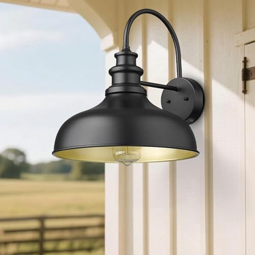 Bestshared Outdoor Barn Lights, 11.4 Inch Dome Outdoor Wall Sconce, E26 Socket Weather Resistant Farmhouse Porch wall Lights, Anti-Rust Exterior Lighting Fixture for House, Porch,Patio, Garage - Image 4