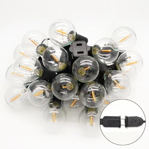 Outdoor String Light 50FT Patio Black with 52 Shatterproof G40 LED Clear Globe Bulbs for Indoor/Outdoor, Connectable Hanging Lights for Backyard Balcony Party Decor - Image 4