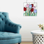 PA0004 Stained Glass Hanging Panel-12 Wx12 H Window Suncatcher Tiffany Style Window Ornament,Tulip Home Hanging Decorations - Image 5