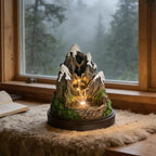 AOZITA Snow Mountain Tabletop Water Fountain 4-Tier Cascading Indoor Waterfall with Warm LED Lights, Realistic Rock Texturing & Moss Accents, Miniature Zen Landscape for Desk Home Office Decor - Image 3