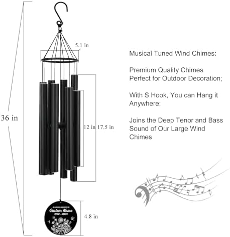 Personalized Sympathy Wind Chimes, Wind Chimes for Loss of Loved Father/Mother/Lover, Commemorative Sympathy Bereavement Gifts for Condolences/Funeral - Image 2