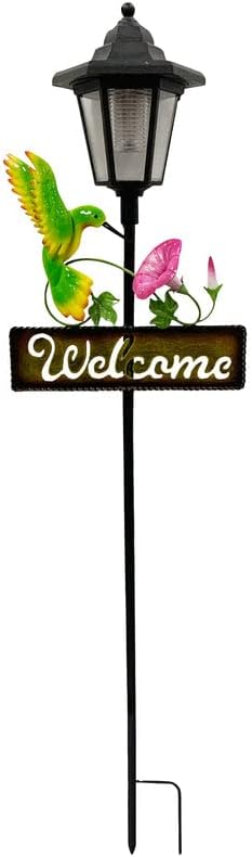 Crosslight Solar LED Hummingbird Welcome Sign - Weatherproof Garden Stake Light for Outdoor Decoration - Decor for Yard, Lawn, Patio, Pathway, Backyard | Warm White - Image 2