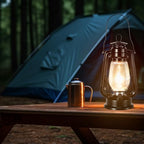 Hortsun 6 Pcs 12 Inch Vintage LED Hurricane Lantern Metal Black Outdoor Battery Operated Hanging Lantern with Warm LEDs and Dimmer Switch for Indoor Rustic Farmhouse Country Camping Decor - Image 7