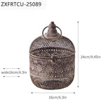 Moroccan Style Metal Mesh Candle Holder with Ring Handle - Image 5