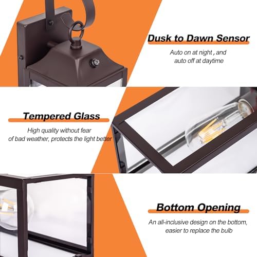 Dusk to Dawn Wall Lights Oil Rubbed Bronze 15 Inch 2 Pack - Image 4