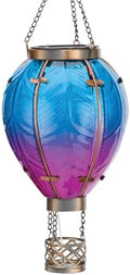 Regal Art & Gift Hot Air Balloon Solar Lantern – Hanging Solar-Powered LED Lights, Waterproof Portable Decorative Outdoor Lamp Made of Metal & Glass for Garden, Patios & Pathway – Blue (Small) by REGALARTGIFT