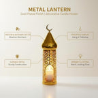 Hang or Display Moroccan-Style Metal Lantern with Gold Finish for Ambient Candle Lighting - Image 5