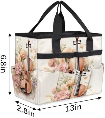 Music Violins Garden Tool Bag Organizer Heavy Duty Flower Gardening Tote Bag with 10 Pockets for Women Men Gardening Gifts - Image 3