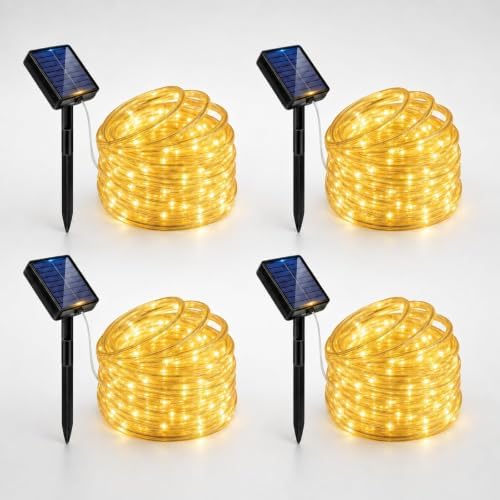 Total 104FT 240LED Solar Rope Lights Outdoor Waterproof, Warm White by Fairdeer