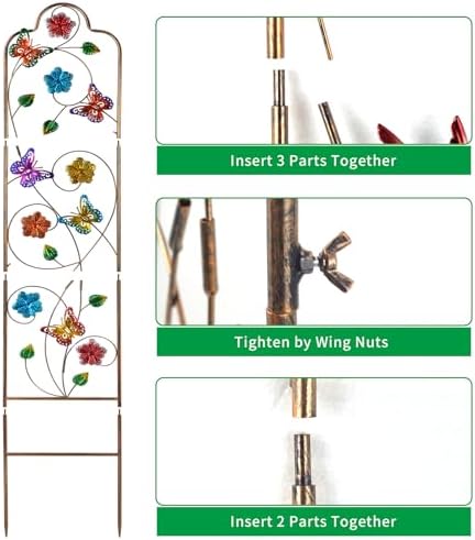 2 Pack Metal Garden Trellis Arched Fence Trellises for Climbing Plants Outdoor, Roses, Vines, Flowers, and Vegetables Support, 60'' H x 12'' W, Butterfly - Image 4