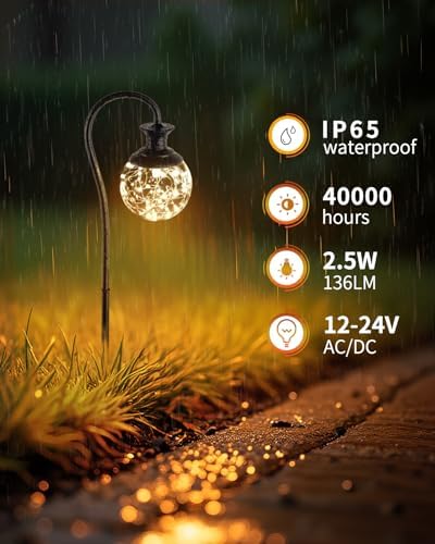 2.5W Glass Globe Low Voltage Pathway Lights, 2700K IP65 136LM 12-24V AC/DC - Image 2