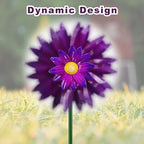Metal Flower Wind Spinner Garden Stake Yard Art, Lawn Windmill Ornaments - Image 6