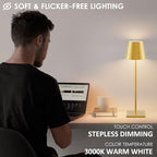 Cordless Table Lamp 5000mAh LED Rechargeable Lamp Gold, 2-Pack - Image 3