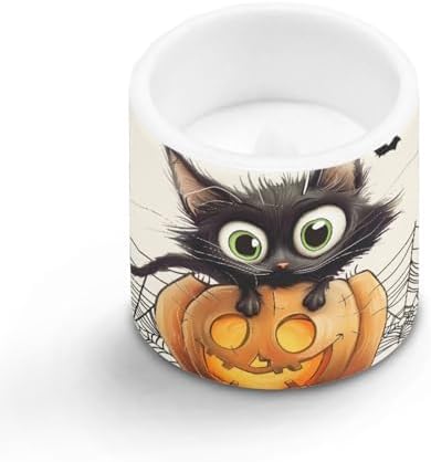 Pack of 4 Halloween Flameless Candles with Remote Battery Operated Candles with Timer Flickering LED Elictric Pillar Tealights for Indoor Outdoor Home Decor, Spider Web Black Cat Bat - Image 2