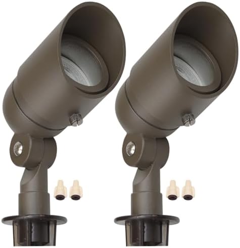 Lumina Lighting® 4W Landscape Lighting 12V Landscape Lights Low Voltage Landscape Spotlights Warm White Waterproof Outdoor Replaceable LED Bulb for Garden, Lawn, Porch, Patio and Yard (Bronze, 2-Pack) by LuminaLighting%C2%AE