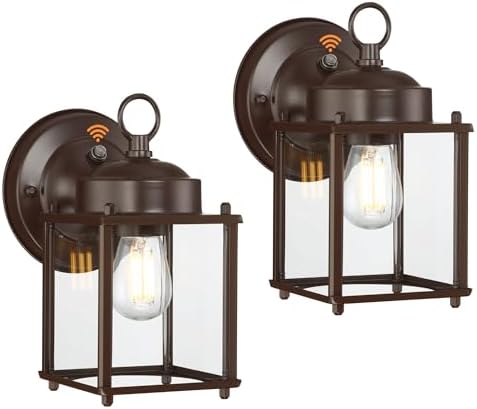 GRUENLICH Outdoor Wall Light Fixture, Clear Glass, Bronze, 2 Pack by GRUENLICH