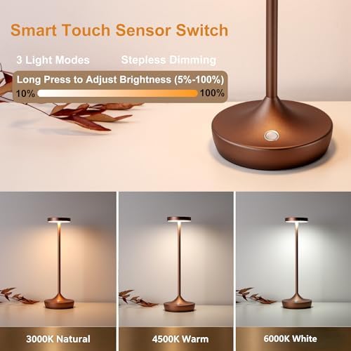 2 Pack Rechargeable Cordless Table Lamps 6000mAh LED Battery Table Light - Image 6