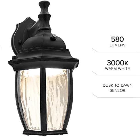 Maxxima LED Black Outdoor Wall Light, 580 Lumens 3000K, Dusk to Dawn Sensor - Image 4