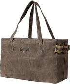 Tool Bag, Foldable Rectangular Hand Tool Storage Bag, 16OZ Waxed Canvas Tool Bag Case - with External Pockets + Sturdy Handles + Top Metal Bar - for Carpenter Repairman Gardener | Grey | 15"Lx7"Wx10"H by Kaaltisy