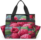 Fruits Garden Tool Bag Organizer Heavy Duty Raspberries Gardening Tote Bag with 10 Pockets for Women Men Gardening Gifts by Home