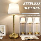 CHLORANTHUS 2 Pack Cordless Table Lamps, 3 Colors Stepless Dimming Fabric Desk Lamp, 6000mAh Rechargeable Battery LED Desk Lamp, Touch Night Light for Bedroom, Dining, Desk, Cafe - Image 2