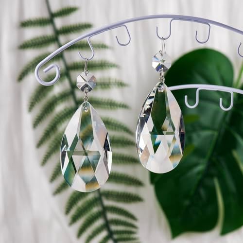 12pcs 76mm Clear Teardrop Crystal Chandelier Prisms Replacement Parts, Hanging Glass Beads for Chandelier Decoration,Suncatcher Fengshui Decoration (Clear Beads with Silver Plated Pin, 76mm(3.0")) - Image 4