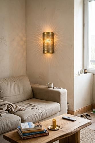 Moroccan Brass Wall Lamp Sconce Home Decor, Handmade Lighting Copper Metal Lights Turkish Lamp, Ramadan Candle Lantern, Candle Holder, Indoor Outdoor, Patio, Porch, Shelf, Garden (Prism) - Image 6