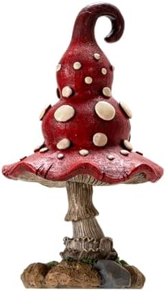 Pacific Giftware Red Mushroom Garden Statue with Curved Cap and Raised White Dots Resin Decor for Fairy Pathways or Enchanted Forest-Themed Displays 9.45" Tall - Image 4
