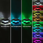 HUYIENO Solar Post Cap Lights Outdoor LED Lighting Deck Fence Light Two Modes Warm White/7 RGB Color Changing Suitable for 4x4 5x5 Wooden Posts (Black, 8pk), HY1238 - Image 2