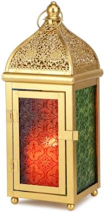 TRIROCKS 12 Inch Gold Moroccan Candle Lantern, Metal Hanging Candle Holder - Image 2