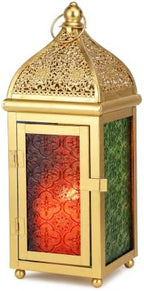 TRIROCKS 12 Inch Gold Moroccan Candle Lantern, Metal Hanging Candle Holder - Image 2