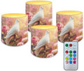 Floral Pigeon LED Flameless Candles with Realistic Dancing Flame Outdoor Battery Operated with Timer Remote (4 Pack) Elegant Lighting for Gardens, Backyards, Balconies & Patio Decor by YUVAMAGIMO