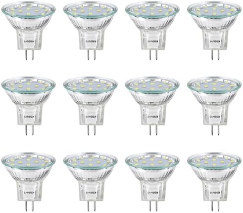 3W MR11 LED Landscape Light Bulbs, Low Voltage 12V 20W Halogen Replacement for Outdoor Landscape Spotlight and Track Light, GU4 Bi-Pin Base, Daylight White 4000K, Non-Dimmable, (Pack of 12) by SANSUN